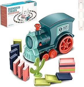 Automatic Domino Train Toy Set - 180 Pcs, Creative Electric Domino Train, Dominoes Automatically Rally Train Sets, Locomotive Dominos Train Toys for Kids Boys and Girls Age 3-12