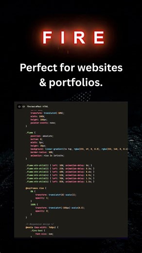 🔥 Fire Text Animation Using Only HTML & CSS (No JS!) #coding #htmlcss #webdevelopment #webdesign