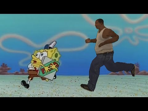Fat CJ trying to get a pizza from Spongebob