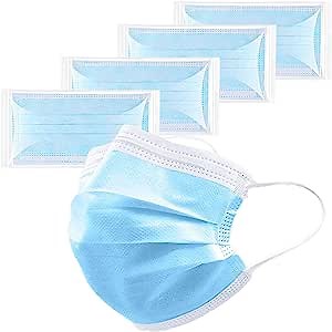 50PCS Disposable Face Safety Mask-Individually Packaged-3Ply Safety Face Mask for Protection-Adjustable Earloop (Blue)