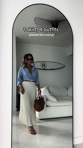 pleated skirts all spring and summer!! all 4 outfits are on my LTK 🫶🏼🌷 #capsulewardrobe #elevateyourstyle #classy #stylingtips #elegant