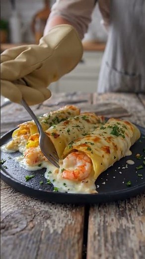 Creamy Shrimp Pasta Rolls 🧀🍤 | Easy Cheesy Baked Pasta Recipe