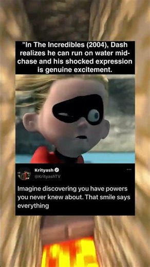 The Incredibles 2004-Dash realises he can run on water #theincredibles #dash #movietrivia