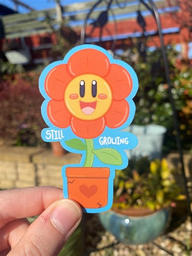 Still Growing Flower Sticker | Glossy Vinyl Sticker - Etsy