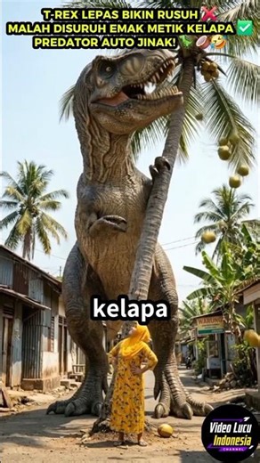 T-Rex vs Asian Mom! 🦖🤣 Video Lucu Emak Nyuruh Metik Kelapa #Shorts