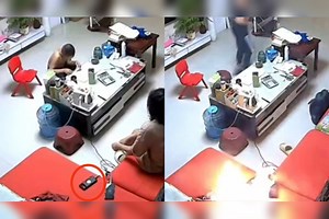 充电宝充电时突然起火，沙发被瞬间点燃，险些引起火灾