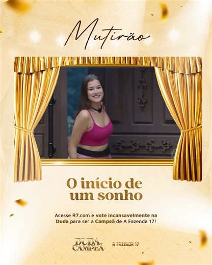 Duda Wendling on Instagram: "🚨 Viu esse feed? Então é hora de fortalecer o mutirão para A DUDA SE TORNAR CAMPEÃ! 🗳️ A cada 10 votos na DUDA, deixe um emoji nos comentários. ✅ O voto é PRA VENCER. VOTEM somente na DUDA! LINK NA BIO OU NOS STORIES. #DudaCampeã #AFazenda17"