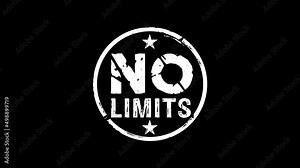 No limits stamp and hand stamping impact isolated animation. Freedom and overcoming restrictions 3D rendered concept. Alpha matte channel.