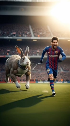 Messi, Neymar, Mbappé & Ronaldo Racing With Giant Rabbits?! 😂🐇 #messi #ronaldo #goat #rabbit