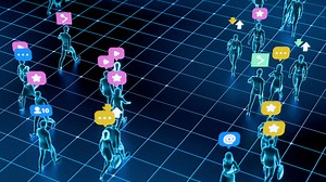 Digital Human Figures with Social Media Icons