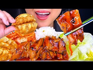 ASMR CHICKEN TERIYAKI, KIMCHI AND GYOZA (EATING SOUNDS) ASMR Phan