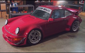 保时捷911（964）整车翻新改色玫红色，升级RWB套件，自制零件、排气头段，三片式锻造轮圈