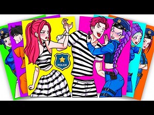 POLICE HUNTRIX RUMI HUNTING PRISONER MIRA and SAJA BOYS - KPOP DEMON HUNTERS | Sticker Book DIY