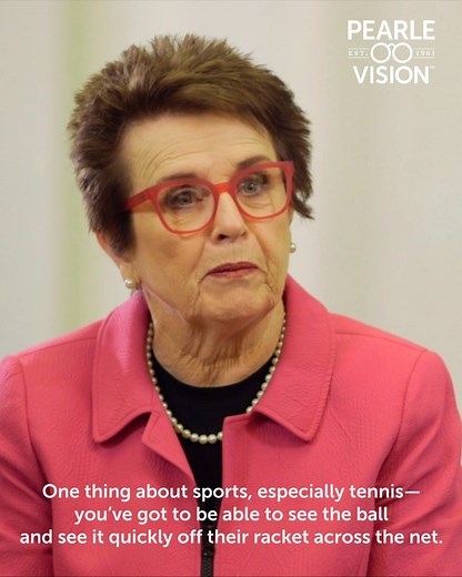 3.5K views · 27 reactions | Billie Jean King opens up to us about how important glasses were to achieving her dreams on and off the court. What were you able to achieve when you got your first pair of glasses? | Pearle Vision | Facebook