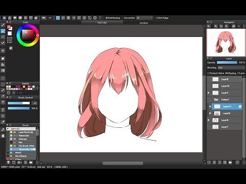 [Medibang Paint Pro desktop version how to] Hair Color tutorial with Mouse