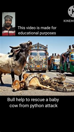 Rescue a baby cow from python attack🙏🙏@carrytime4757 #shorts
