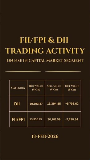 FII vs DII Activity 13 Feb 2026 Pivot Turtle #stockmarket #nifty #tradingview #trading #stocks