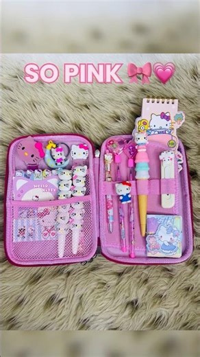 Filling My Pink Hello Kitty Pencil Case with Cute Stationery 🎀💗 #shorts