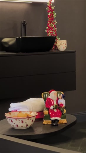 Villeroy & Boch on Instagram: "Christmas is coming ✨⁣ Time to add a little magic to every moment. Transform your elegant black bathroom with our festive Toy's Delight collection and add a touch of magic to your daily routine.⁣ ⁣ Featured bathroom collections:⁣⁣⁣ Washbasin: Artis⁣⁣⁣ Bath: Theano⁣⁣⁣ Furniture: Antao⁣⁣⁣ Taps: Conum⁣⁣"