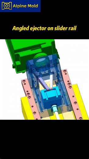 Alpine Mold on Instagram: "Angled Ejector on Slider Rail ⚙️ When a molded part has angled undercuts or deep cavities, a standard straight ejector won’t work. That’s where the angled ejector on a slider rail comes in — a compact system that converts linear motion into angled ejection. ✅ Precise motion between core and slider ✅ Ensures smooth demolding for angled features ✅ Prevents part deformation and ejector marks ✅ Ideal for connectors, housings, and technical parts At Alpine Mold, we combine
