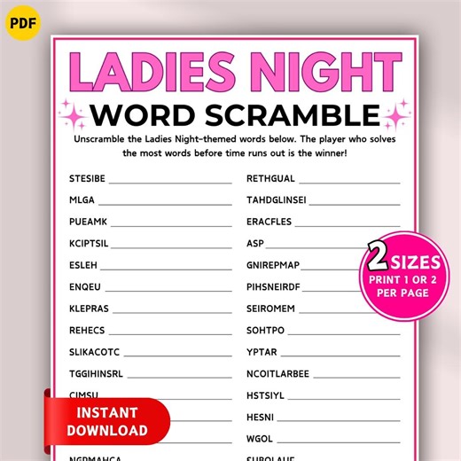 Ladies Night Games, Word Scramble Game, Ladies Night Party Games, Girls Night Printable Game, Girls Night Out Family Game, Galentines Games - Etsy Australia