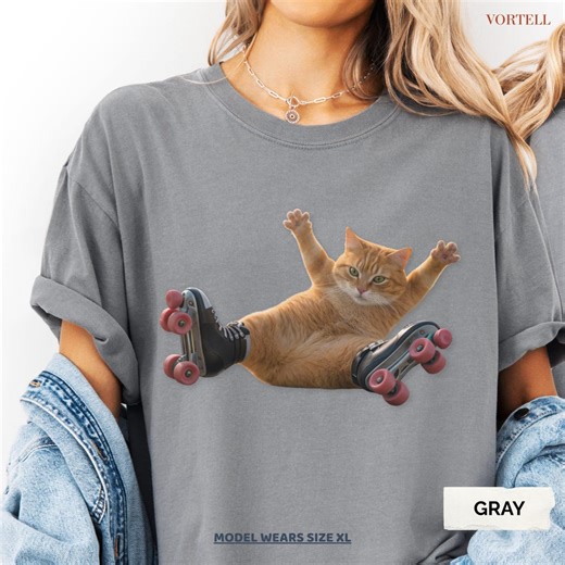 Funny Skating Cat Shirt, Chaotic Cat Meme T Shirt, Roller Skate Cat Graphic Tee, Funny Animal Meme Shirt, Cat Lover Gift - Etsy