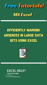 2.5M views · 31K reactions | Efficiently Marking Absences in Large Data Sets Using Excel #ExcelTips #DataAnalysis #Excel #exceltricks #exceltraining #exceltips #exceltipsandtricks | Marcus Andreno | Facebook