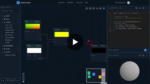 I m building a first-class shader graph editor for Three.js. Powered by TSL and WebGPU. Real-time previews. Human readable code. Type inference. The list goes on. The free plan will include a fully… | Dan Greenheck
