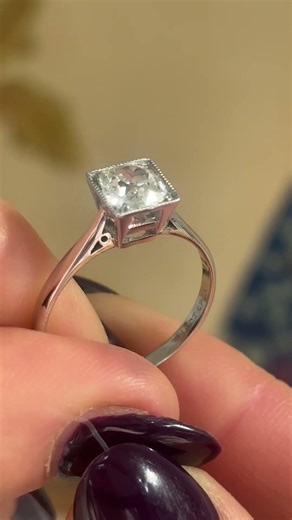 Art Deco Old Cut Diamond Ring in Square Setting