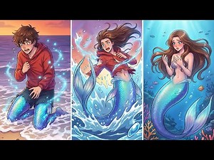 Boy Transforms into a Mermaid at Sunset 🌊✨| TG TF Comic Dub 221