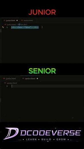 Junior vs Senior HTML Code Hack 🤯 Code 10x Faster! #shorts #coding