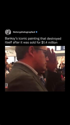 In 2018, Banksy’s Girl With Balloon sold at Sotheby’s for $1.4 million. Right after the sale, a hidden shredder inside the frame activated, slicing the canvas in half. The piece was renamed Love Is in the Bin and became even more famous. In 2021, it was put back up for auction and sold for a staggering $25.4 million. | History In Pictures