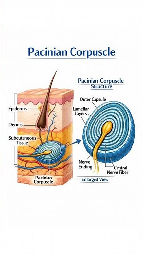 Pacinian Corpuscle – Pressure & Vibration Receptor Explained 🧠✨ #Biology #NEET #SkinReceptors