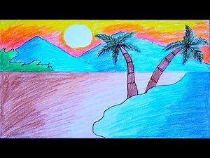 How to Draw Scenery of Mountain Landscape | Step By Step | Very Easy | Farmin Art