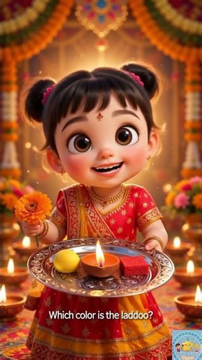 Navratri Special 🪔 Which Color is the Laddoo? | Kids Learning Colors #kidsshorts #kids