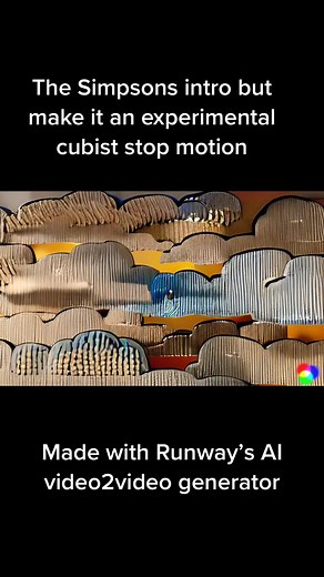 Experimental Cubist Stop Motion of The Simpsons Intro with AI Generator