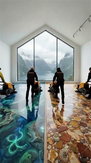 BLUE 💎 OR ORANGE 🍂? Which side is your favorite? Epoxy luxury floor