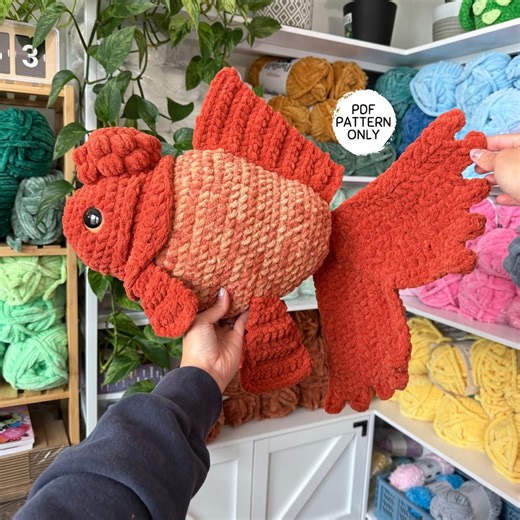 Crochet Goldfish Pattern Oranda Fish Pet Goldfish Download Amigurumi PDF Stuffed Animal Fishie Plushie Greta the Goldfish - Etsy