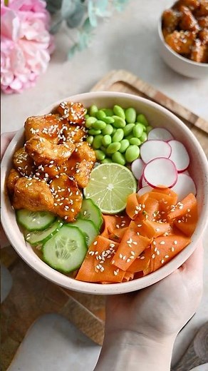Crispy & Sticky Sesame Tofu Bowl #shorts #recipe #glutenfree #vegan