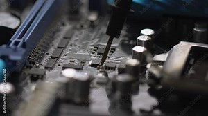 Process of repairing and soldering cpu chip microprocessor macro 4K Stock Video