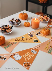 Printable Halloween Party Pennant Flags – 6 Digital Printable Banners for Decor & Photo Props - Etsy