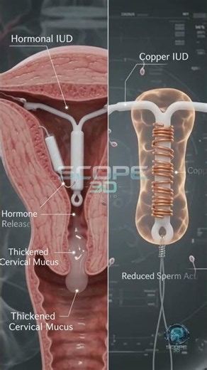 Hormonal IUD vs Copper IUD | 3D Medical Animation Explained #shorts