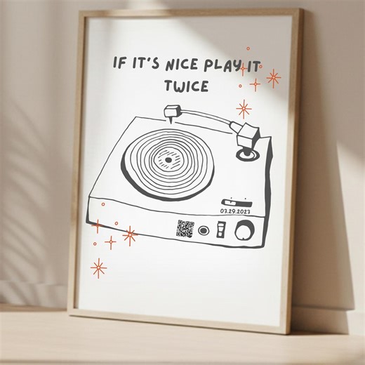 Custom Music QR Code Art Digital Download Retro Record Player Poster Personalized Song Print Template for Anniversary or Housewarming Gift - Etsy