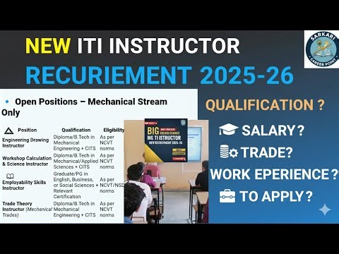 ITI Instructor Vacancy 2025 | Latest Recruitment Notification | ITI Instructor Bharti 2025