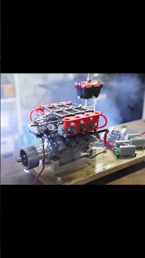 Nearly run away of my V8 model engine with rotary valve 😵‍💫 #rc #v8 #racing #diy #modelengine