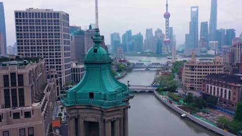 Shanghai From Above - 4K Aerial View of the Bund and Pudong Skyline