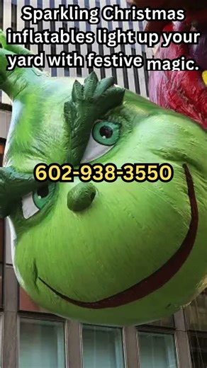 Sparkling Christmas inflatables light up your yard with festive magic. #christmas #grinch