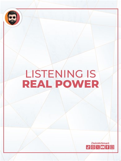 Real connection starts when you stop waiting to speak and start listening fully. Talk less, listen deeper, and watch trust, confidence, and respect grow. Follow Mr. Smart for practical tips on confidence. Follow @joinmrsmart for practical tips on confidence. 📺 Full video: https://youtu.be/mn9mULy5jIc #PersonalGrowth #ConfidenceTips #ActiveListening #SocialSkills #mrsmart