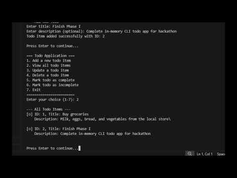 Todo In-Memory Python Console Application Hackathon 2 Phase 1