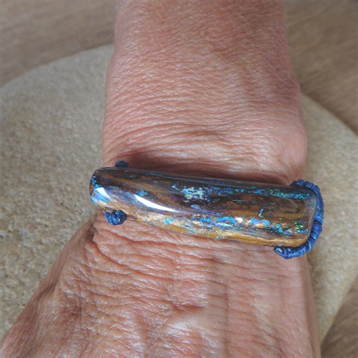 Boulder Opal Wood Fossil Bracelet, Braided Thread Adjustable Length - Etsy